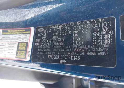 2018 Kia Niro Lx z USA, uszkodzony, nr VIN KNDCB3LC3J5211146